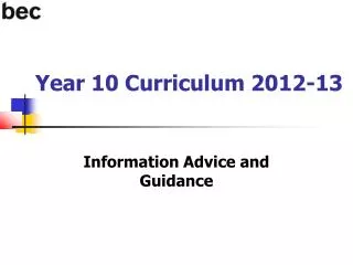 Year 10 Curriculum 2012-13