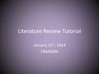 Literature Review Tutorial