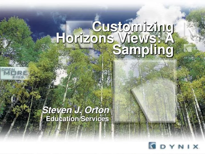 customizing horizons views a sampling