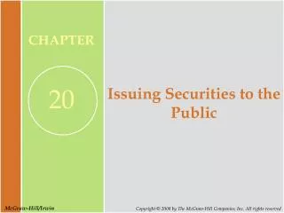 Issuing Securities to the Public