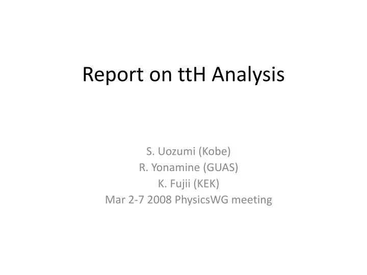 report on tth analysis