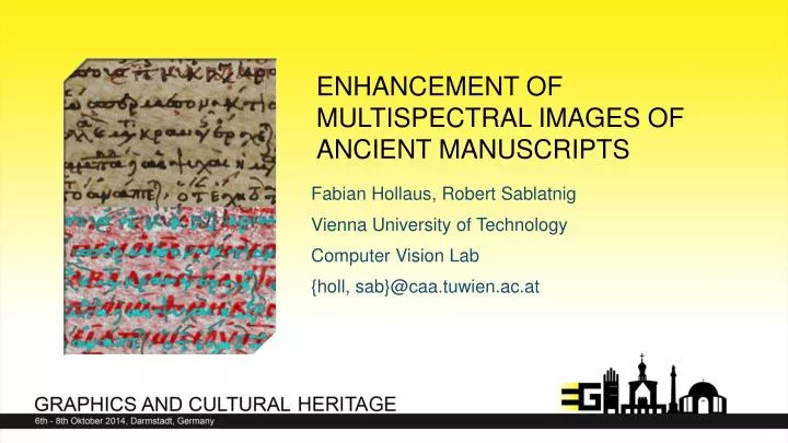 enhancement of multispectral images of ancient manuscripts