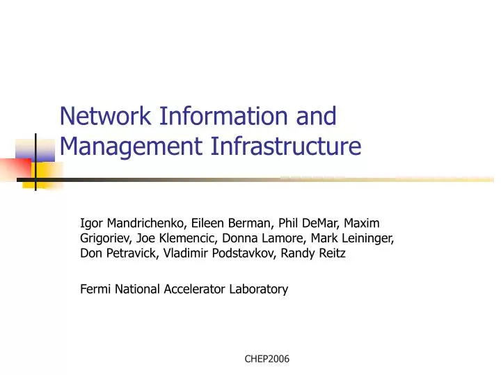 network information and management infrastructure