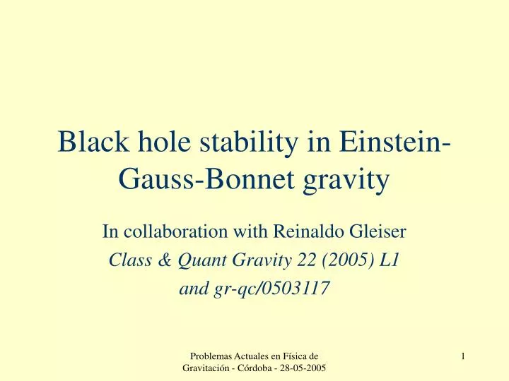 black hole stability in einstein gauss bonnet gravity