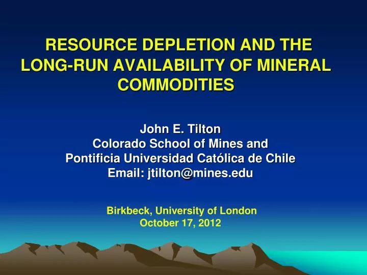 resource depletion and the long run availability of mineral commodities