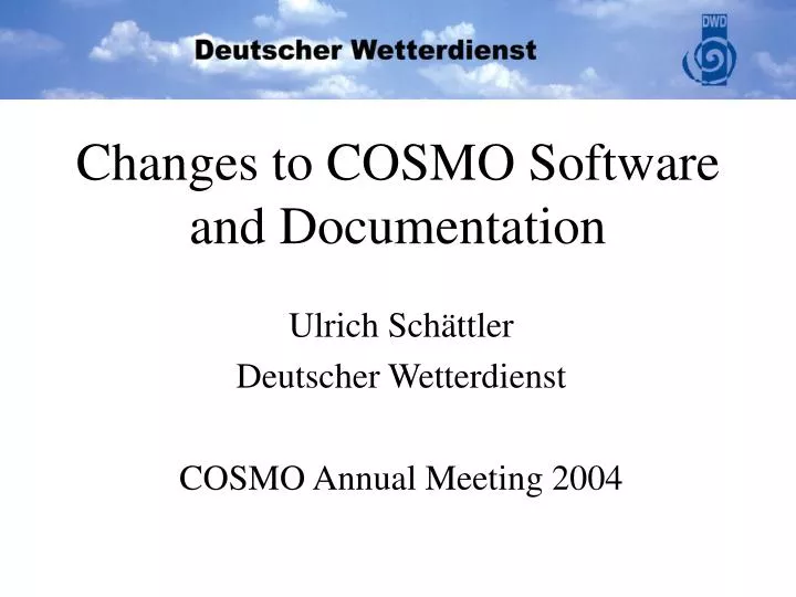 changes to cosmo software and documentation