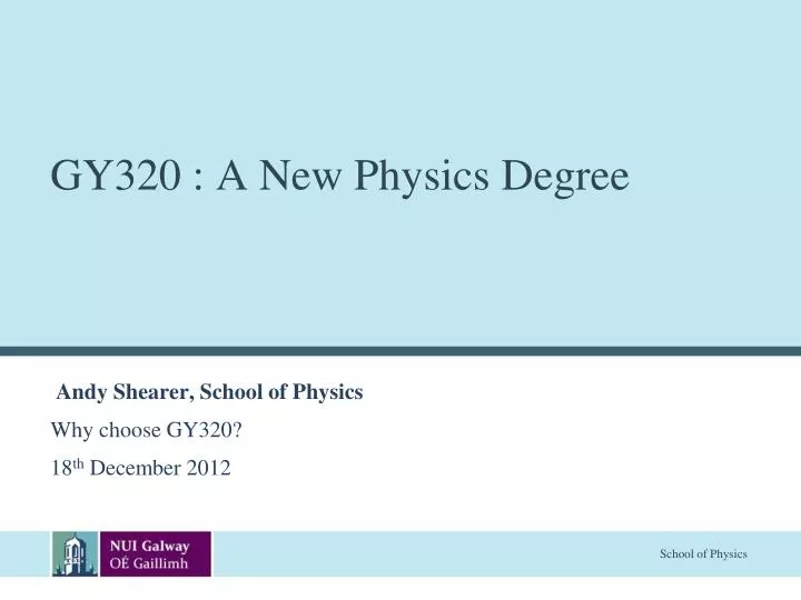 gy320 a new physics degree
