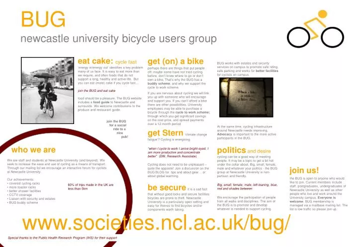 bug newcastle university bicycle users group