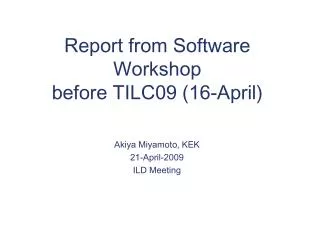 Report from Software Workshop before TILC09 (16-April)