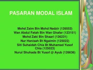PASARAN MODAL ISLAM