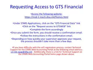 Requesting Access to GTS Financial