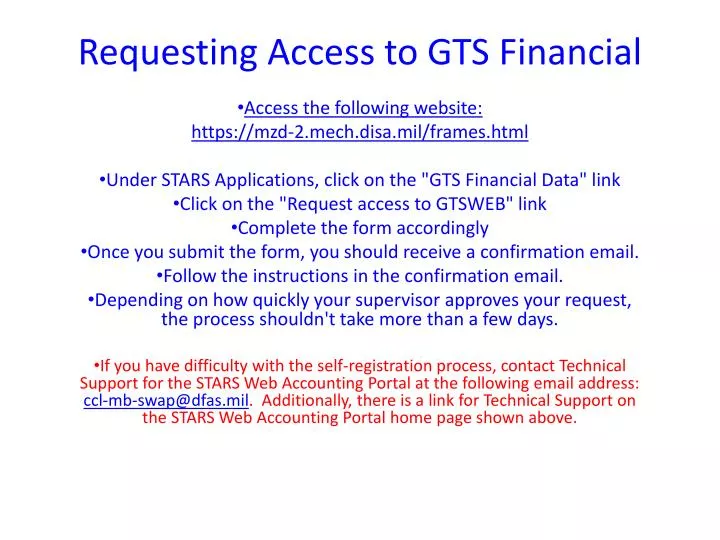 requesting access to gts financial
