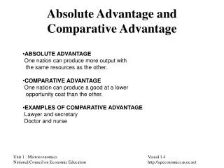 Absolute Advantage and Comparative Advantage