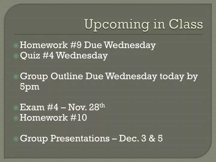 upcoming in class