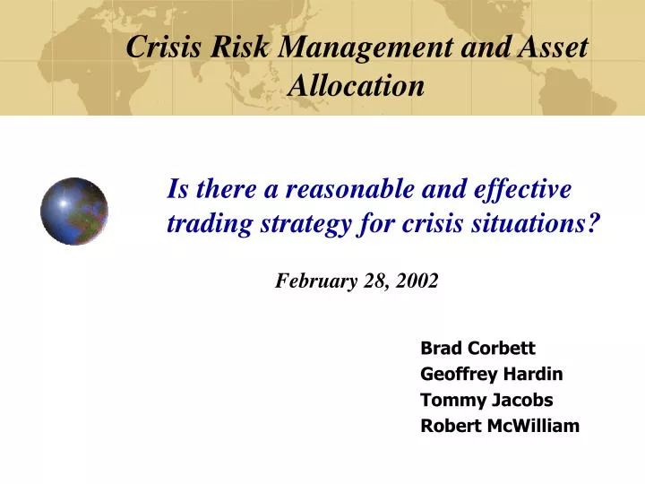 crisis risk management and asset allocation
