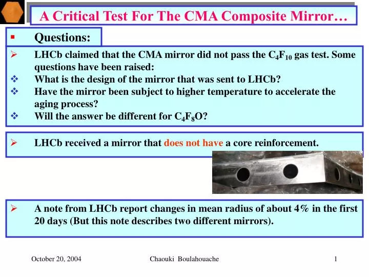 a critical test for the cma composite mirror