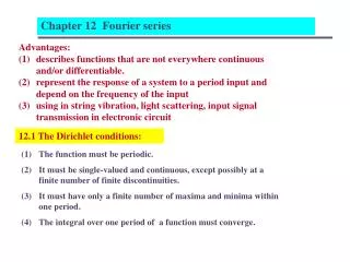 12.1 The Dirichlet conditions: