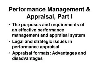 Performance Management &amp; Appraisal, Part I