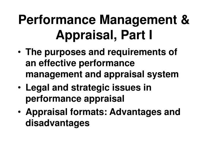 performance management appraisal part i