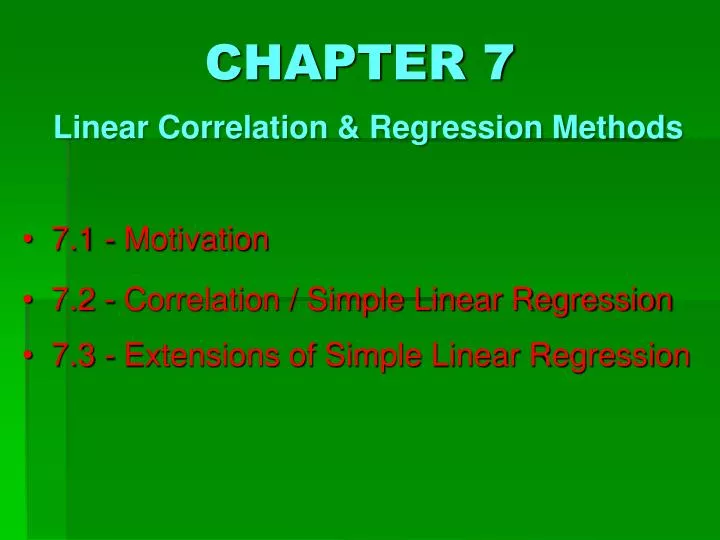 chapter 7 linear correlation regression methods