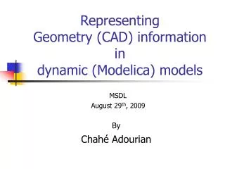 Representing Geometry (CAD) information in dynamic (Modelica) models