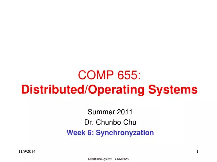 comp 655 distributed operating systems