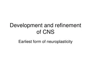 Development and refinement of CNS