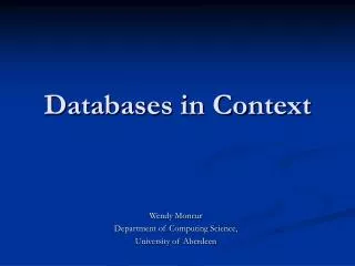 Databases in Context