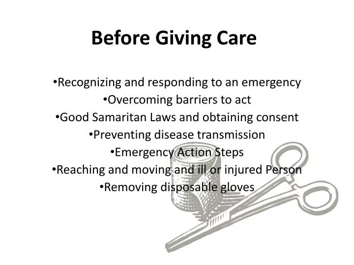 before giving care