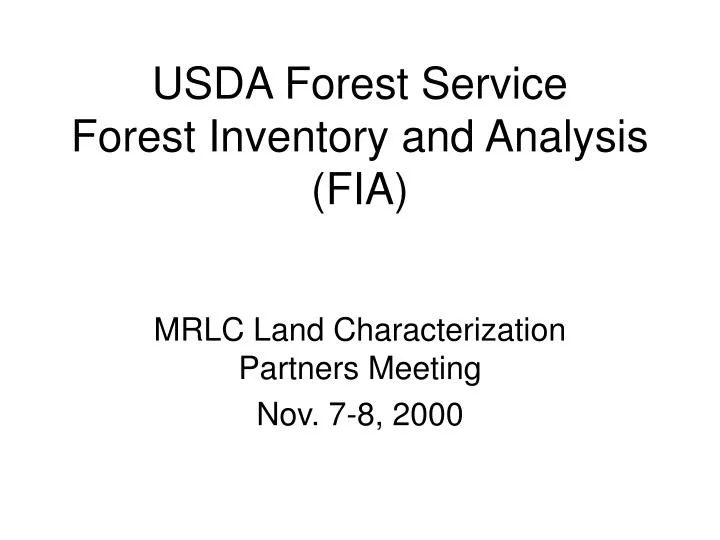 usda forest service forest inventory and analysis fia