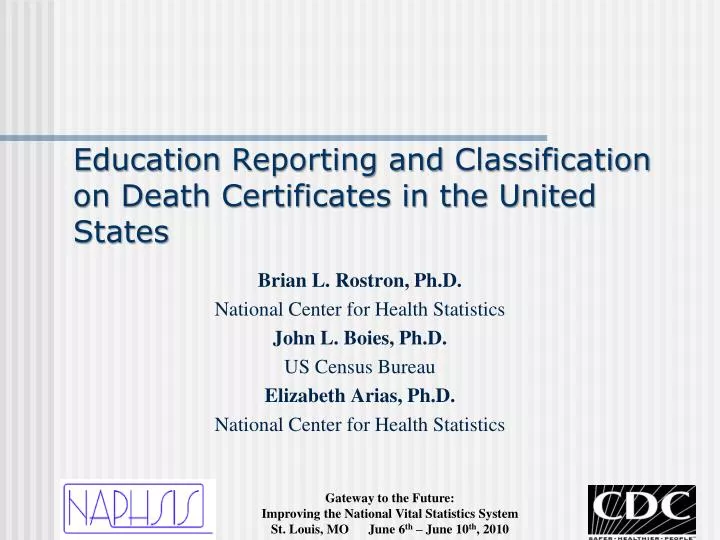 education reporting and classification on death certificates in the united states