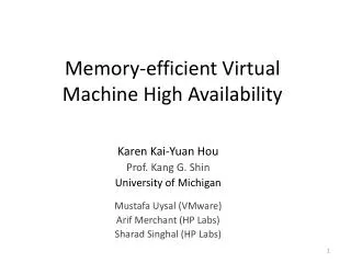 Memory-efficient Virtual Machine High Availability