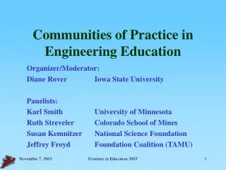 Communities of Practice in Engineering Education