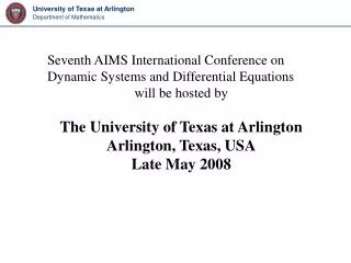Seventh AIMS International Conference on Dynamic Systems and Differential Equations
