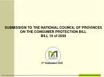 Submission to National Council on Consumer Protection Bill: Industry Insights and Recommendations - slide 1
