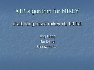 XTR algorithm for MIKEY