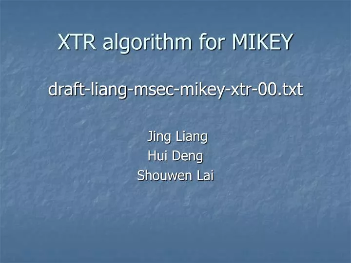 xtr algorithm for mikey