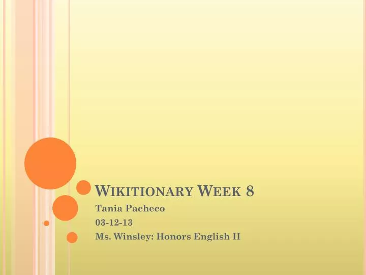 wikitionary week 8