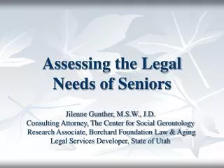 Assessing the Legal Needs of Seniors