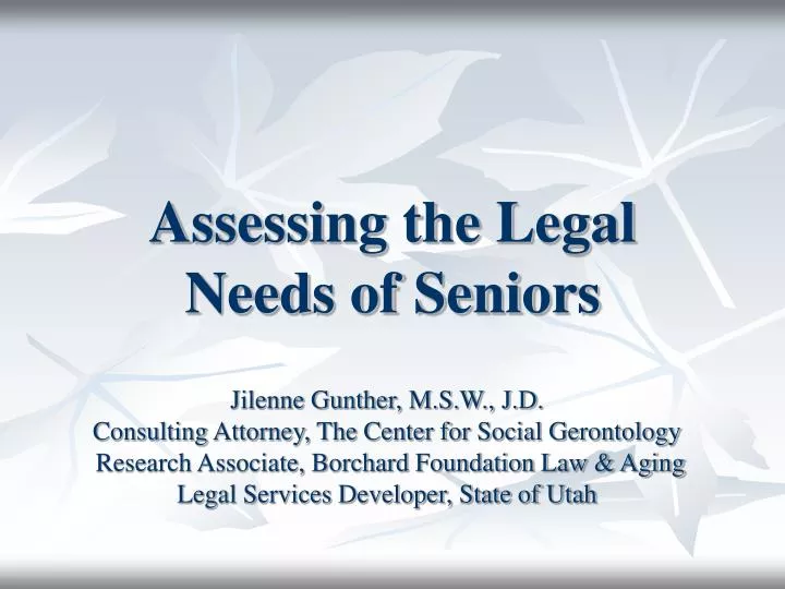assessing the legal needs of seniors