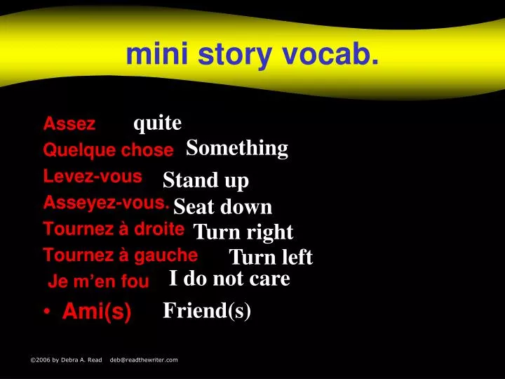 mini story vocab
