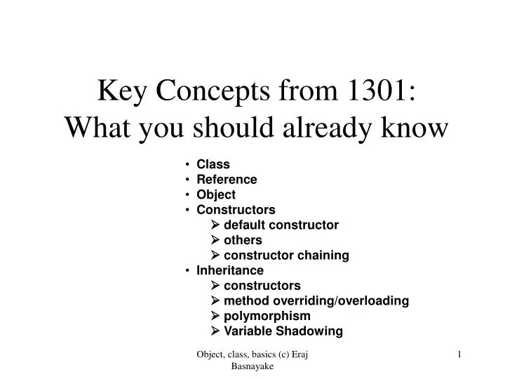 key concepts from 1301 what you should already know