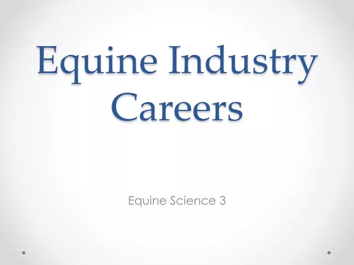 equine industry careers