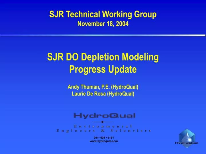 sjr do depletion modeling progress update andy thuman p e hydroqual laurie de rosa hydroqual