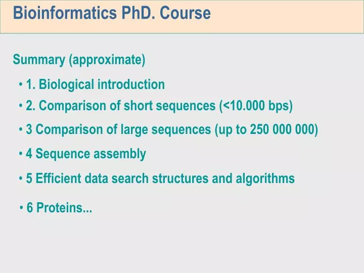 bioinformatics phd course