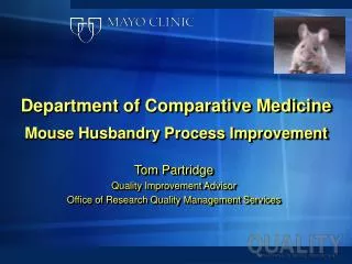 Department of Comparative Medicine Mouse Husbandry Process Improvement