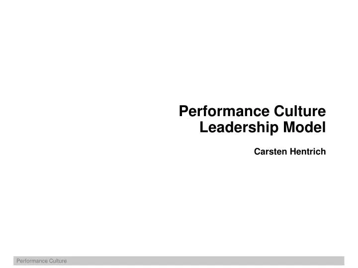 performance culture leadership model
