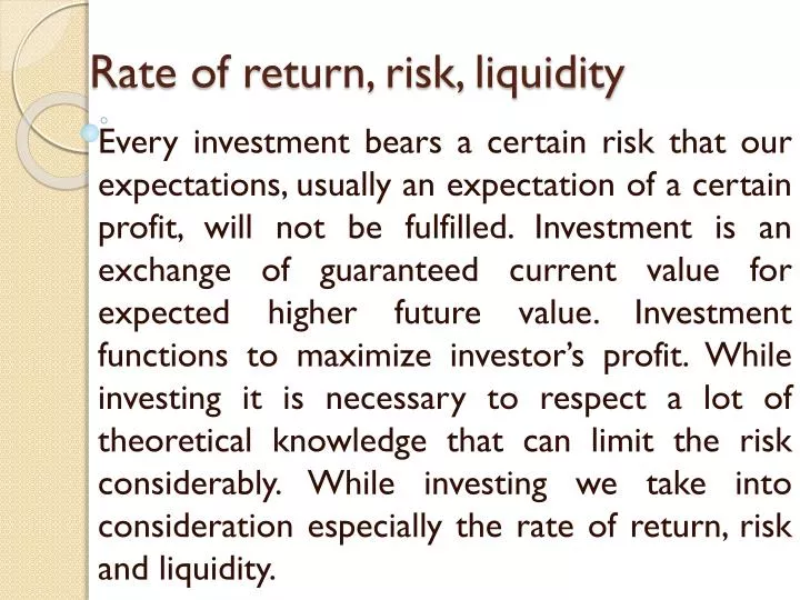 rate of return risk liquidity