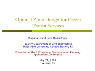 Optimal Zone Design for Feeder Transit Services