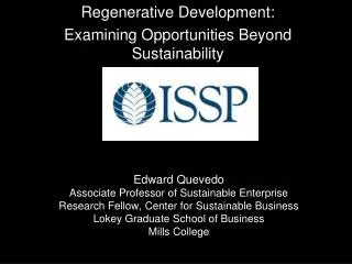 Regenerative Development: Examining Opportunities Beyond Sustainability